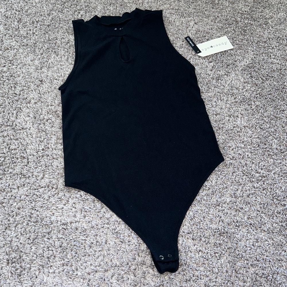 🆕‎ eye candy 1X 2X sleeveless bodysuit Black Super soft open chest